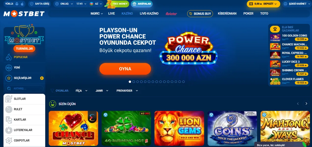 MostBet Kazino oyunları
